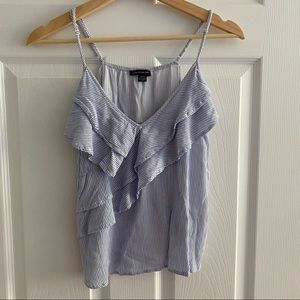 American Eagle Ruffled Pinstripe Tank Top Size Small